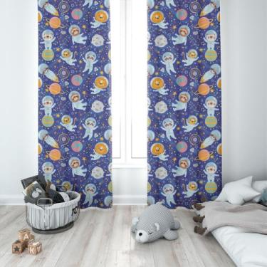 Imagem de Cortina Tecido Oxford Quarto Infantil Astronautas no Espaço CI18 - 280