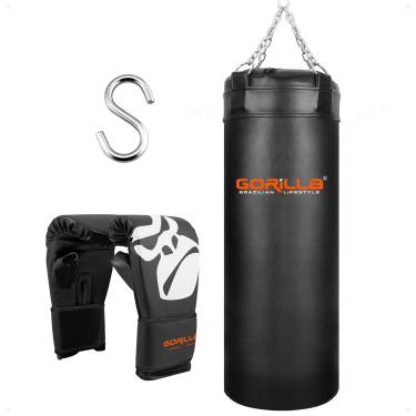 Imagem de Saco De Pancada Boxe Profissional Boxe 70 Cm Luva Bate Saco Pro Adulto Muay Thai Gorilla Agilidade (Preto)