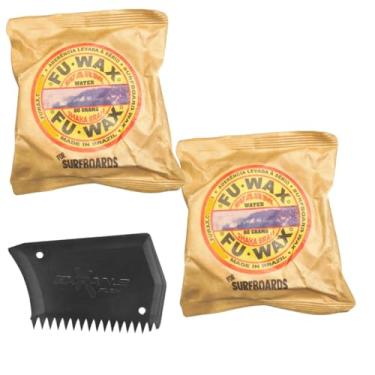 Imagem de Parafina Fu Wax Surf Prancha 80g Super Aderência Kit 2Und +1Raspador (Cool Water)