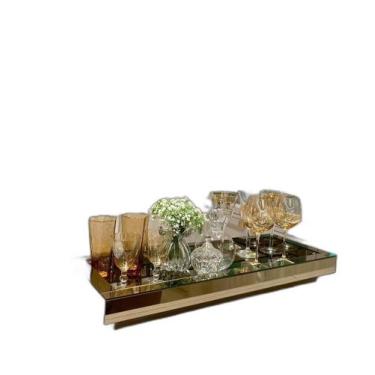Imagem de Bandeja Espelho Bronze Com Base Decoração 50X30 - Inova