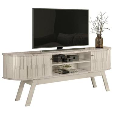 Imagem de Rack Bancada Tv 75 Pol 2P 183 cm Valencia Calacata Off White MADETEC, 