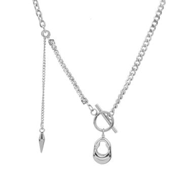 Imagem de OIDIMS Colar Y2K Irregular Punk Stack Pingente Geométrico Moda Zircônia Cúbica Colar de Cristal Gargantilha Prata Rebites Spike Borlas Corrente Moderna Berloque Toggle Charm Joias Acessórios Estéticos