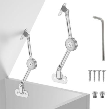 Imagem de 1 pacote de dobradiças fixas de tampa para caixas de madeira de 22,7 kg, fechamento macio para caixa de brinquedo, dobradiças de suporte de tampa resistente, armários superiores e armários de trailer