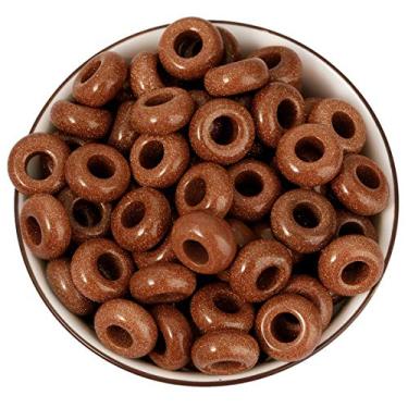 Imagem de Nupuyai — Contas largas de pedra grande para fabricação de joias, pacote com 30, contas europeias de rondelle polidas para berloques, Gold Sand Stone, 6x12(mm), 30