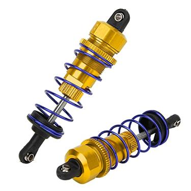 Imagem de Drfeify Damper de Choque Dianteiro Ajustável para 1/10 Carros RC, Acessório de Liga de Alumínio Resistente para Entusiastas de Corrida Redcat HSP, Cor Laranja, Conjunto de 2 (Ouro)