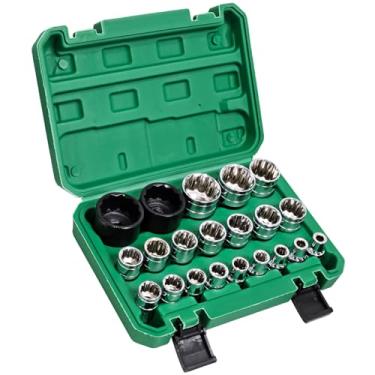 Imagem de Socpuro Conjunto de 21 peças de soquete estriado de 1/2 polegada, conjunto de soquetes universais Cr-V métricos 8-36 mm 12 pontos