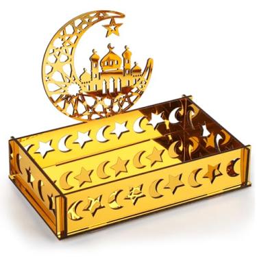 Imagem de Sophena Decorações De Acrílico Para Ramadã Casa, Bandejas Servir Islâmicas Eid Mubarak Kareem Ramadã, Placa Mesa, Lua Vazada, Estrela Festa Muçulmana, Decoração Arte, Artesanato, Bandeja Peça Centra