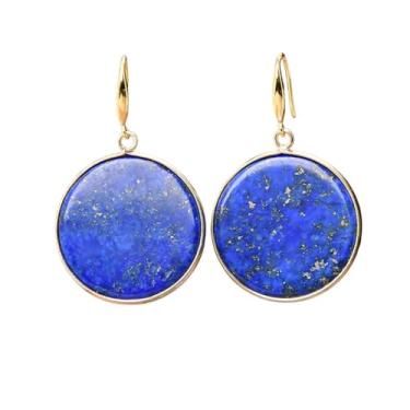 Imagem de Brincos de lápis-lazúli azul marinho para mulheres, pingente de lágrima azul, gancho, geometria, pedras preciosas, joias de orelha, presente, Zinco, Lápis-lazúli