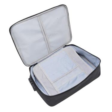 Imagem de Luqeeg Organizador de documentos à prova de fogo, bolsa de documentos à prova de fogo à prova de água com alça de bloqueio de combinação para certificado de joias, arquivos de passaporte, laptop