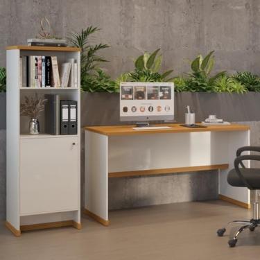 Imagem de VIA NOSSA - Kit Escritório Mesa e Armário Office Berlin - Vianossa Cor:offwhite/naturale