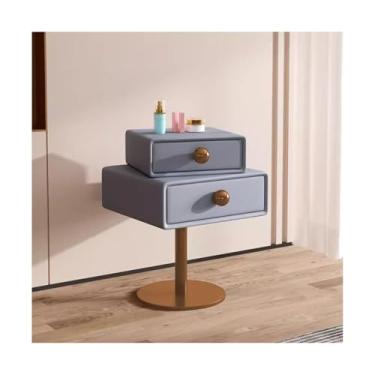 Imagem de Mesa De Cabeceira Estreita De Madeira Com Base De Metal, Moderna E Fina Com Gavetas Para Quarto, Sala De Estar E Dormitório(Light blue,15x15x23")
