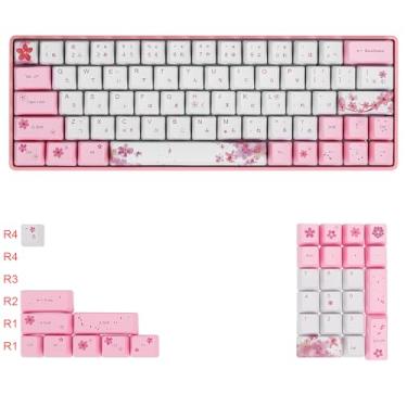Imagem de Geeksocial (Apenas teclas) Sakura Conjunto de teclas 60% PBT OEM para teclado mecânico MX Switchs, layout ANSI compatível com GH60 RK61/ALT61/Annie/poker GK61 GK64 (japonês)