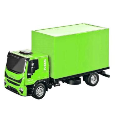 Imagem de Caminhão Iveco Baú 24cm Com 4 Caixinhas e 1 Cilindro De Gás - Brinqued