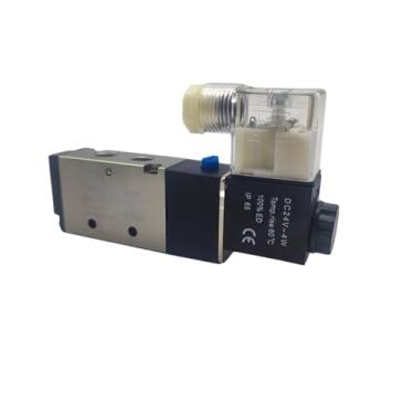 Imagem de WKEWANG 4v210-08 06 Solenóide elétrico pneumático de 5 vias e 2 posições, controlo de ar e gás, válvula magnética, 12/24/220 V, voltagem de bobina, conexão de mangueira de 4-12 mm (4V210-08, DC24V)