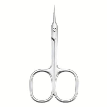 Imagem de Tesoura de cutícula de precisão em aço inoxidável - Cabo confortável, ferramentas de unha fáceis de usar para uso doméstico e em salão, prateada, BH01