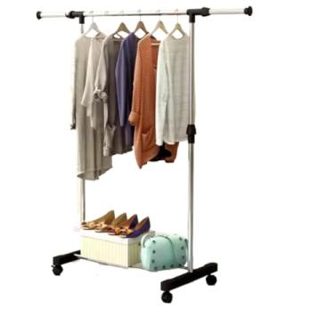 Imagem de Cabideiro Arara Dupla de Roupa em Sapateira Quarto Resistente C/Rodinha Multiuso Mais de 20 Cabides(Modelo 4)