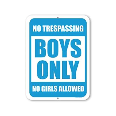 Imagem de Honey Dew Gifts, No Trespassing Boys Only No Girls Allowed, 23 cm x 30 cm, placa de lata para quarto, decoração de quarto de crianças, placa de quarto de bebê, decoração de sala de jogos, HDG-1387