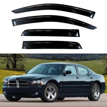 Imagem de KPY Viseiras de janela compatíveis com Dodge Charger 2006-2010, 4 peças de proteção contra chuva defletores de ventilação lateral estilo fita adesiva, 2006 2007 2008 2009 2010