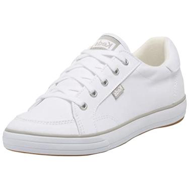 Imagem de Keds Tênis feminino Center III de lona com cadarço, Tela branca, 8.5 Wide
