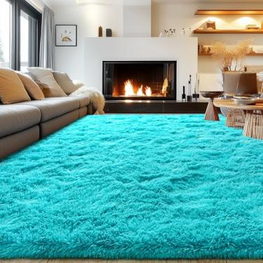 Imagem de Tapete fofo super macio para sala de estar, quarto, grande, confortável, moderno, tapete felpudo para crianças, pelúcia para berçário, sala de aula, decoração de casa, tapete de cabeceira com fundo