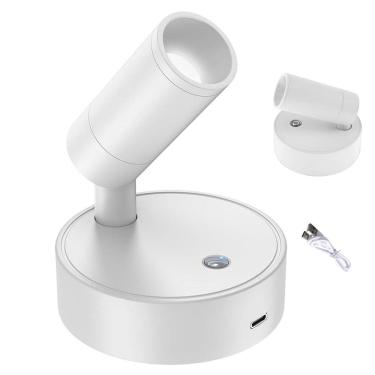 Imagem de Luminaria Arandela 3 Tons LED USB Bateria Recarregavel Parede Mesa Cabeceira Sala Quarto Leitura Trabalho Estudo Ambiente