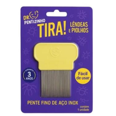 Imagem de Pente Fino Inox Amarelo Piolhos e Lêndeas - Dr. Pentizinho - Dr. Pente