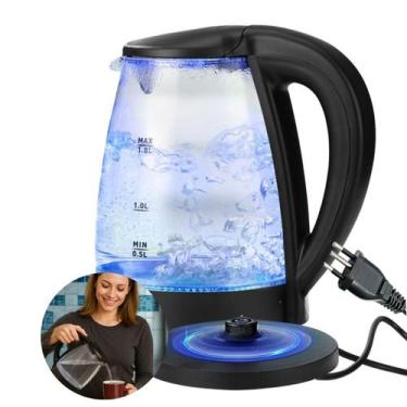 Imagem de Chaleira Elétrica de Vidro com Iluminação Azul 1.8 Litros Potente Desl