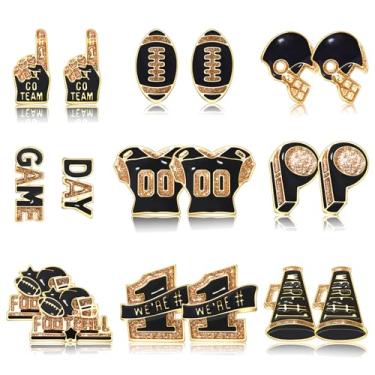 Imagem de 9 pares de brincos femininos de dia de jogo para futebol, vermelho, azul, acessórios espirituais, joias esportivas, roupas de futebol, lembrancinhas de festa, presentes, Zinco, Sem pedra preciosa