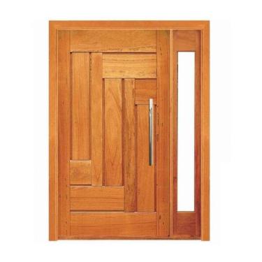 Imagem de Porta Pivotante Estrelar com Visor Lateral - Madeira Maciça - Angelim 