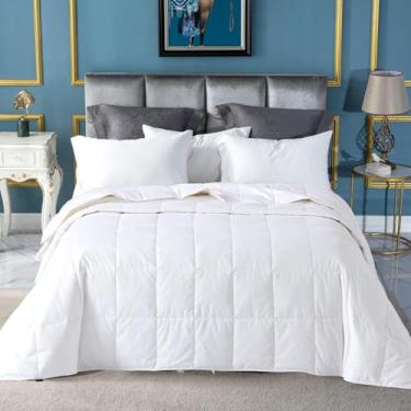 Imagem de Globon Edredom King de verão, cobertor extraleve/enchimento de edredom para pessoas com sono quente, silencioso e extra macio, 269 x 228 cm, branco