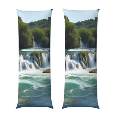 Imagem de Capa de travesseiro corporal com zíper oculto, fronha longa de microfibra macia e respirável para travesseiro corporal, cachoeiras no rio Krka, capas de travesseiro para cama de presente de dormir, 50