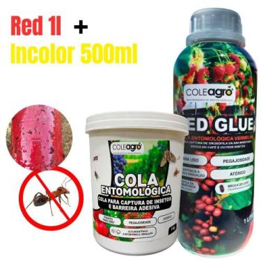 Imagem de Kit Cola Adesiva Red Glue 1L Cola Entomológica 500ml  Monitoramento Ag