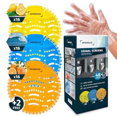 Imagem de Desodorizador para tela de mictório (pacote com 50) – Bolos de mictório – Almofadas frescas 3D Wave Anti-respingos – Proteção contra odor para banheiros no banheiro, restaurante, escritório, estádio