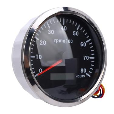 Imagem de Luocute 110mm 4-3/8in Tacômetro, Tacômetros Automotivos 7 Luz de Fundo de Cor DC 9-32V 8000rpm Beda (Black Dial Silver Buzel CXA011)