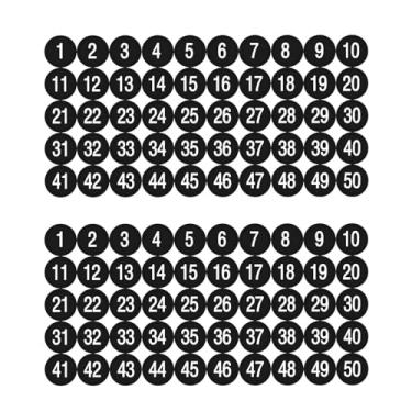 Imagem de SQXBK 10 adesivos digitais redondos pretos de 25,4 mm 1 a 50 etiquetas adesivas resistentes à prova d'água para gerenciamento de inventário, embalagem de caixa de envio de livros