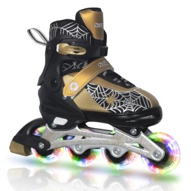 Imagem de Nattork Patins em linha ajustáveis para crianças com rodas de flash, patins iluminadores divertidos para idades de 4 a 12 anos, uso interno/externo, presente de aniversário para filho e neto
