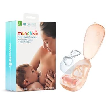 Imagem de Munchkin Protetor de mamilo Flow + com canal transparente para observar o fluxo de leite - Enfermeira com confiança e alcance seus objetivos de amamentação, silicone - 24 mm