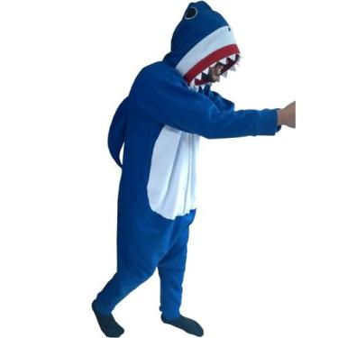 Imagem de Fantasia Pijama Kigurumi Soft Tubarão Azul Adulto - Pierett Modas, G, 