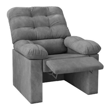 Imagem de Poltrona Do Papai Reclinável Decorativa Konfort Para Sala Suede Selmer Cinza