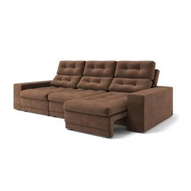 Imagem de Sofá 3 Lugares Retrátil e Reclinável Baden Suede Marrom - Mobly