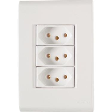 Imagem de Tomada Liz Trip 2P+T 10A/250V c/ Placa Branca - Tramontina