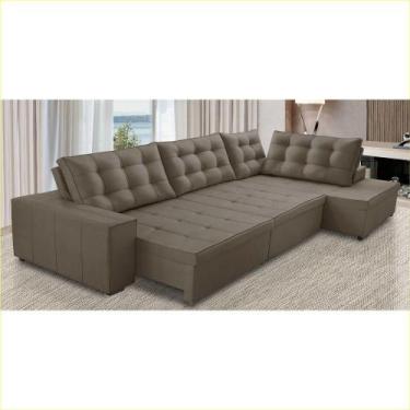 Imagem de Sofá de Canto Retrátil e Reclinável com Molas 3,40x2,00 Julia Suede Ca