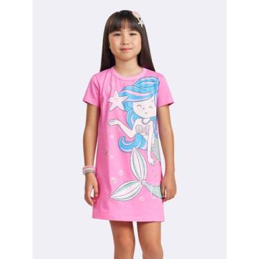 Imagem de Camisola Manga Curta Sereia - Veggi, Rosa, 8, Meninas