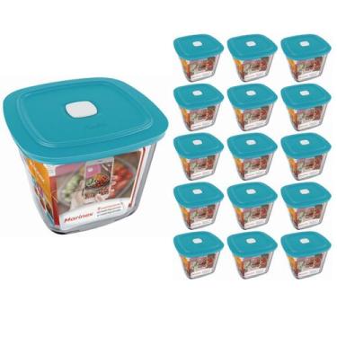 Imagem de Pote De Vidro Marinex Quadrado Alto Facilita C/ Tampa 1L 15Un - NADIR 