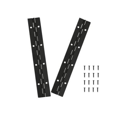 Imagem de EYSOLD 2 peças de dobradiça de piano resistente, 20 cm 304 preto contínuo e dobradiças de piano, 0,1 cm de espessura, 5 cm de largura aberta, ideal para portas de armário dobráveis, dobradiças de