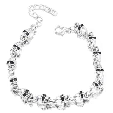 Imagem de Colar de pulseira de caveira de Halloween para mulheres ouro/prata gótico punk escuro conjunto de joias vintage vampiro bruxa crânio pingente conjunto de joias de Halloween acessórios de fantasia