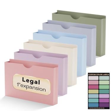 Imagem de NORDUN Jaquetas de arquivo de plástico tamanho legal, cor atualizada, pacote com 12 pastas de bolso Manilla, pasta de arquivo expansível de 2,5 cm para documentos, arquivos de bolso de expansão