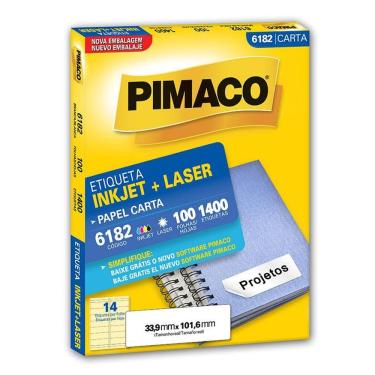 Imagem de Etiqueta inkjet/laser carta 6182 com 100 folhas Pimaco