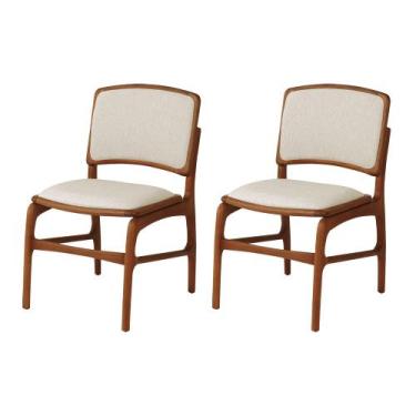 Imagem de Jogo 2 Cadeiras de Jantar Florença em Madeira Jequitibá Terra Encosto 