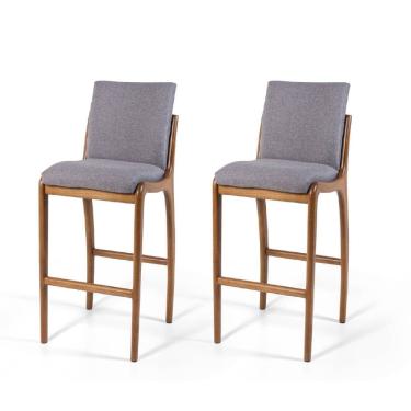 Imagem de Conj 2 Banquetas Com Encosto Estofadas Cinza Escuroeb